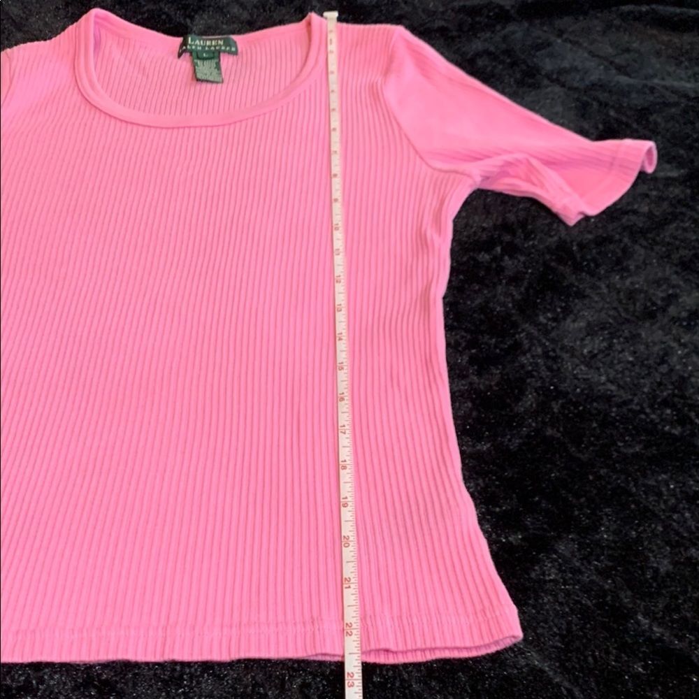 LAUREN BY RALPH LAUREN GREEN LABEL WOMEN'S RIBBED SCOOP NECK T-SHIRT SIZE LARGE - Picture 5 of 7